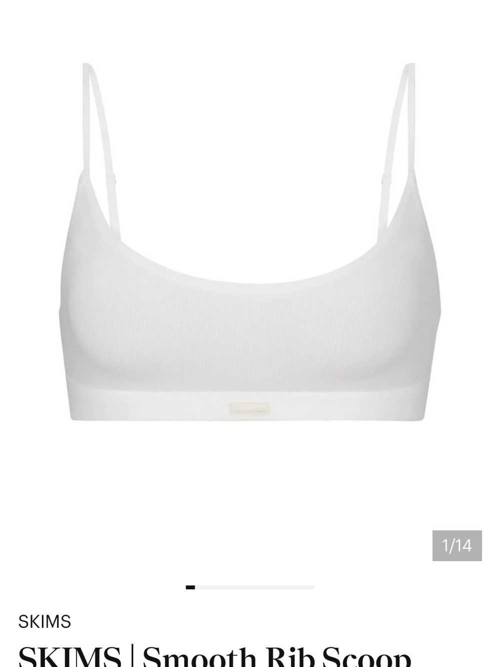 SKIMS White Smooth Rib Scoop Bralette